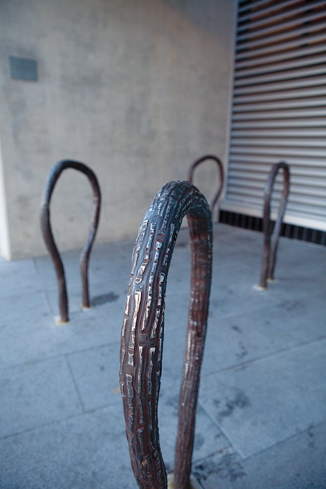 andrew stumpfel stusha studio stump forged stainless steel bike racks